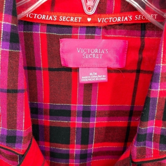 Victoria's Secret Red Plaid Flannel Tie Nightgown Size Medium - Picture 5 of 7